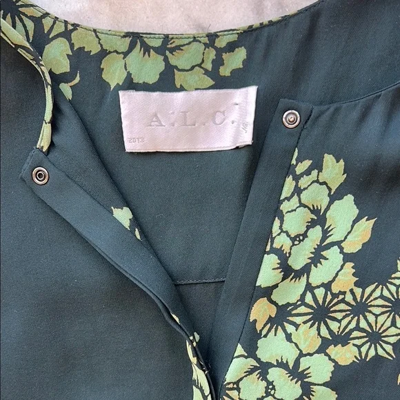 A.L.C. Lennox Green Silk Floral Tank | S - Picture 4 of 5
